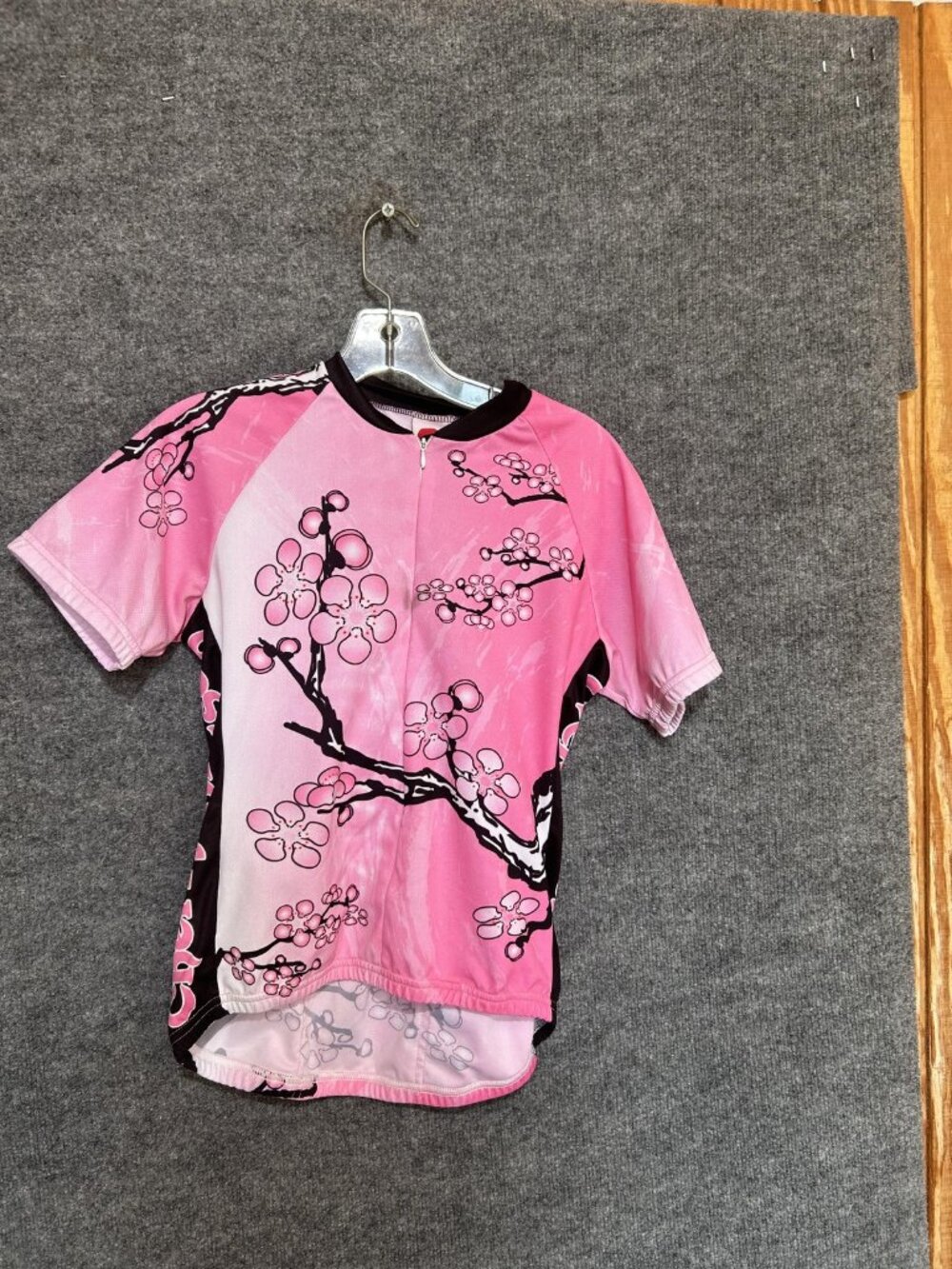 World Jerseys Cycling Jersey Womens Medium Pink Blossom 1/4 Zip Pockets Bike